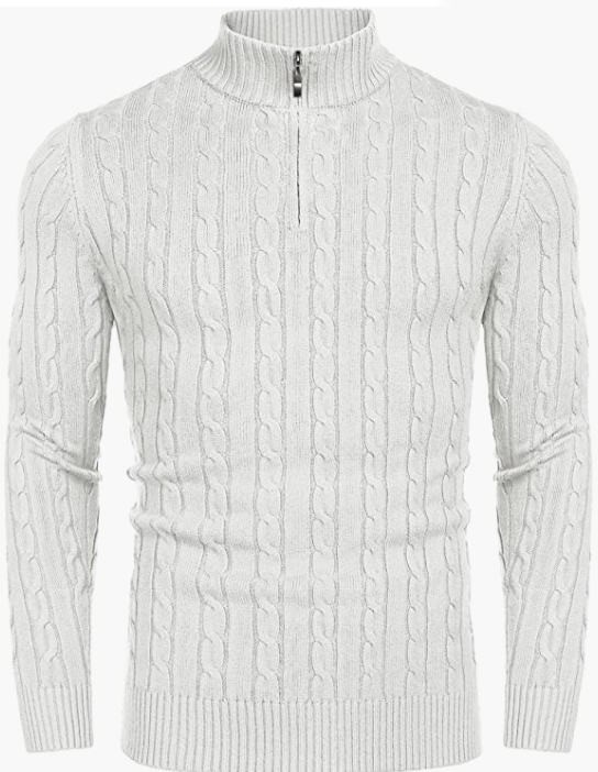 Men's Zip Sweater Slim Fit Casual Knitted Pullover Neck Sweater
