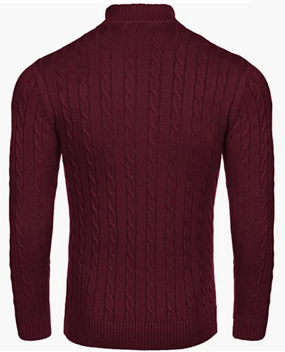 Men's Zip Sweater Slim Fit Casual Knitted Pullover Neck Sweater