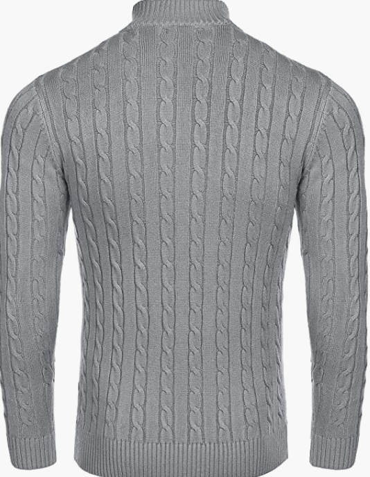 Men's Zip Sweater Slim Fit Casual Knitted Pullover Neck Sweater