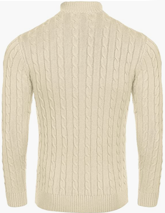 Men's Zip Sweater Slim Fit Casual Knitted Pullover Neck Sweater