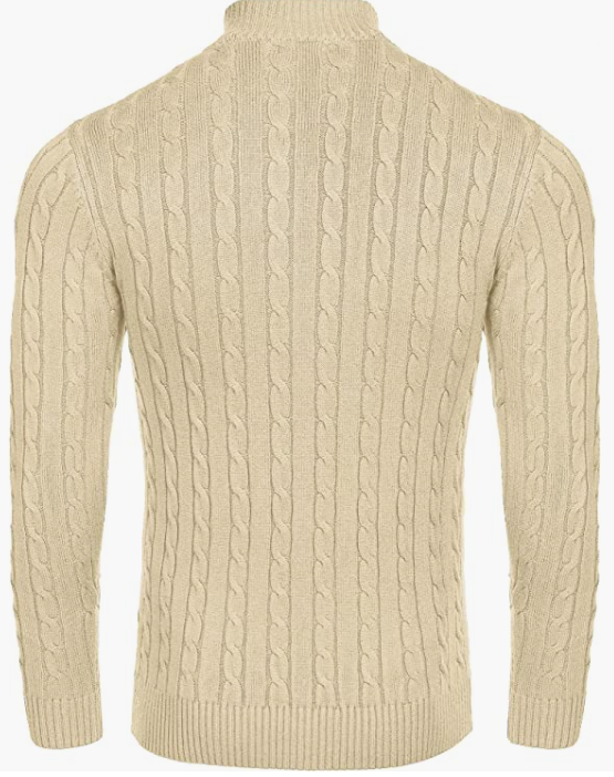 Men's Zip Sweater Slim Fit Casual Knitted Pullover Neck Sweater