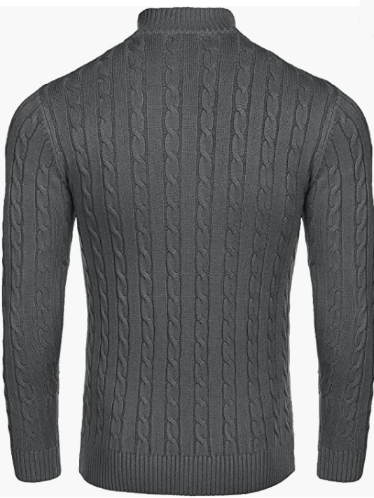 Men's Zip Sweater Slim Fit Casual Knitted Pullover Neck Sweater