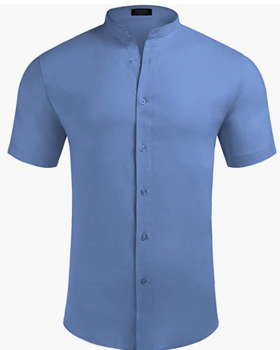 Men Short Sleeve Shirt Casual Button Down
