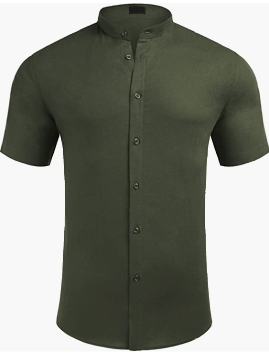 Men Short Sleeve Shirt Casual Button Down