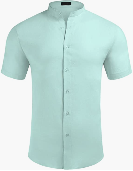 Men Short Sleeve Shirt Casual Button Down