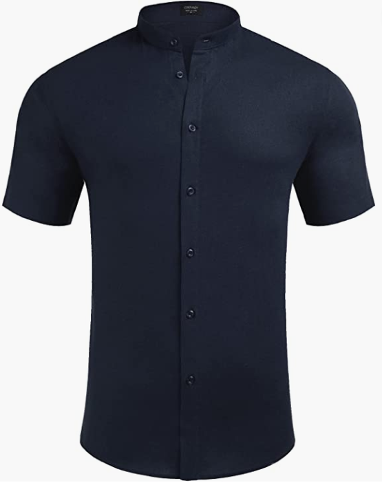 Men Short Sleeve Shirt Casual Button Down