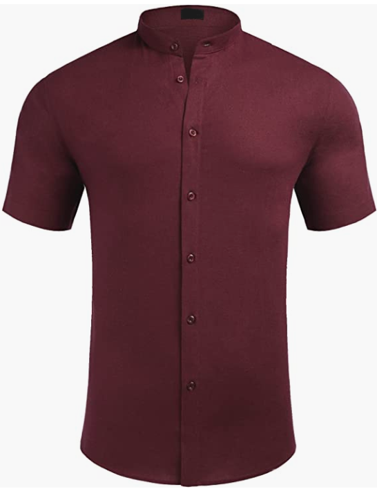 Men Short Sleeve Shirt Casual Button Down
