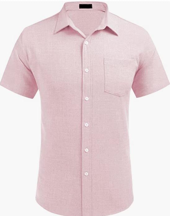 Men's Business Dress Shirt Casual Linen Shirt Short Sleeve SHIRT