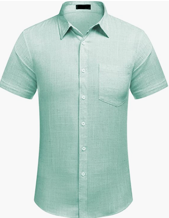 Men's Business Dress Shirt Casual Linen Shirt Short Sleeve SHIRT