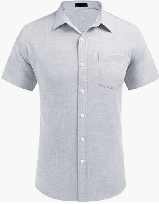 Men's Business Dress Shirt Casual Linen Shirt Short Sleeve SHIRT