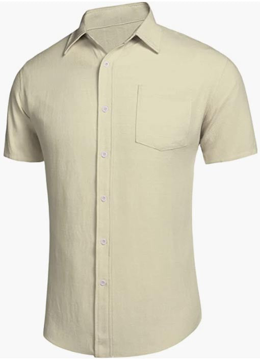 Men's Business Dress Shirt Casual Linen Shirt Short Sleeve SHIRT