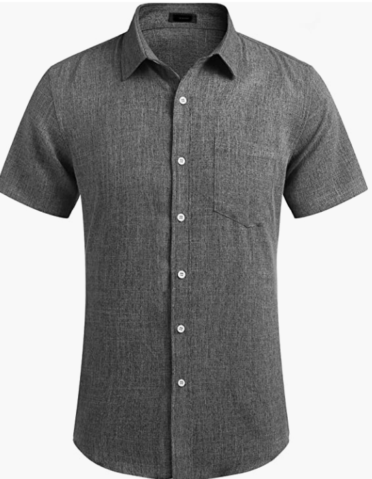 Men's Business Dress Shirt Casual Linen Shirt Short Sleeve SHIRT