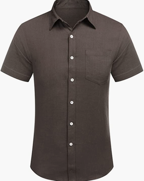 Men's Business Dress Shirt Casual Linen Shirt Short Sleeve SHIRT