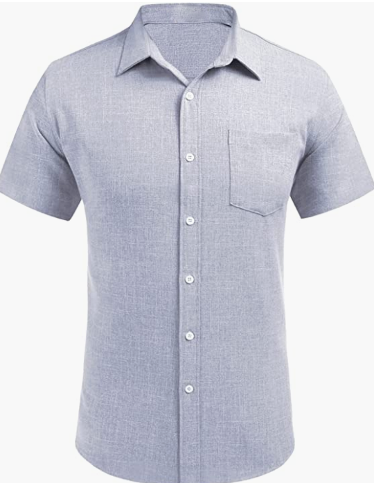 Men's Business Dress Shirt Casual Linen Shirt Short Sleeve SHIRT