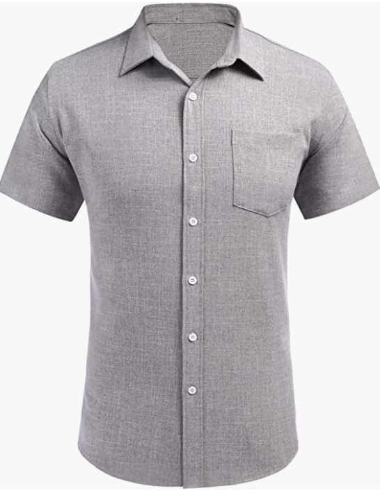 Men's Business Dress Shirt Casual Linen Shirt Short Sleeve SHIRT