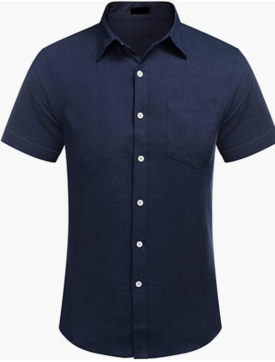 Men's Business Dress Shirt Casual Linen Shirt Short Sleeve SHIRT