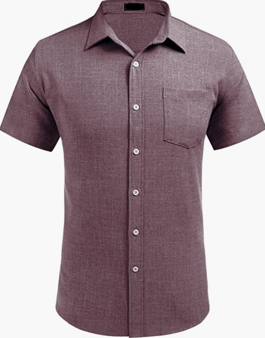 Men's Business Dress Shirt Casual Linen Shirt Short Sleeve SHIRT
