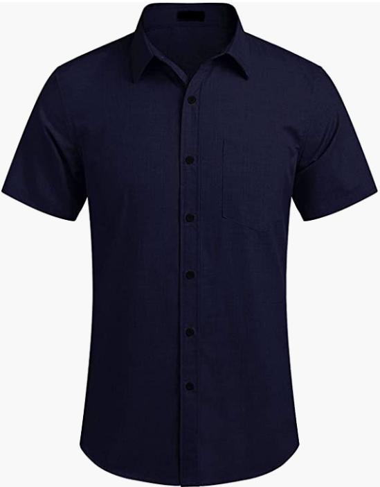 Men's Business Dress Shirt Casual Linen Shirt Short Sleeve SHIRT
