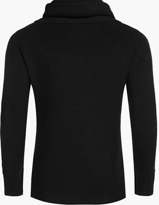 Men's Knitted Cotton Pullover Hoodie Long Sleeve Turtleneck Sweater