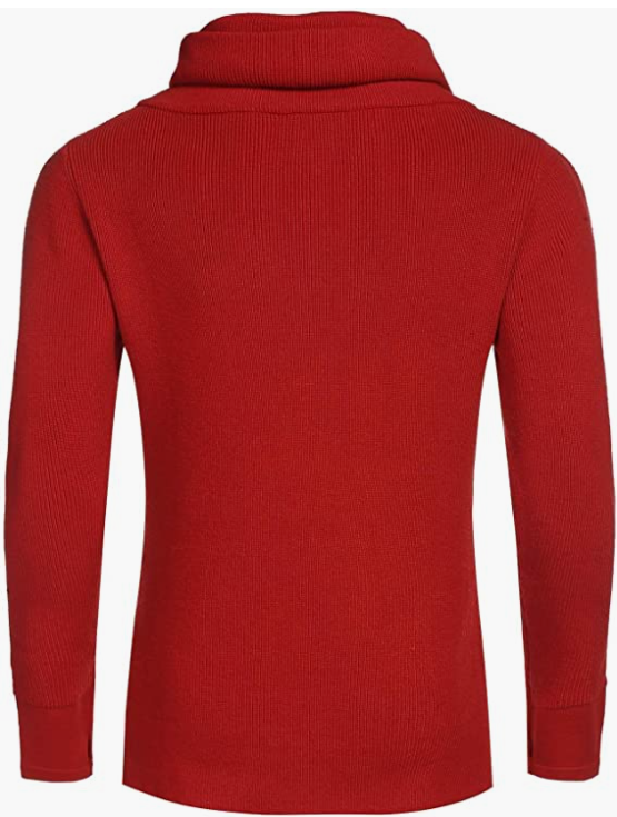 Men's Knitted Cotton Pullover Hoodie Long Sleeve Turtleneck Sweater