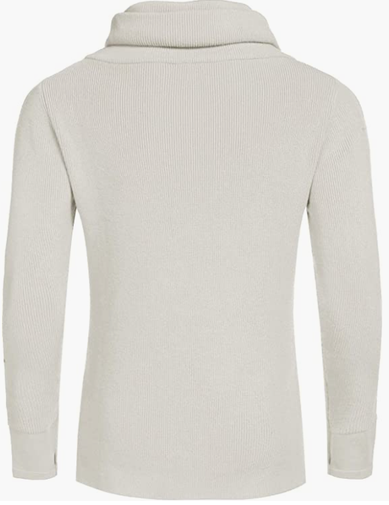 Men's Knitted Cotton Pullover Hoodie Long Sleeve Turtleneck Sweater