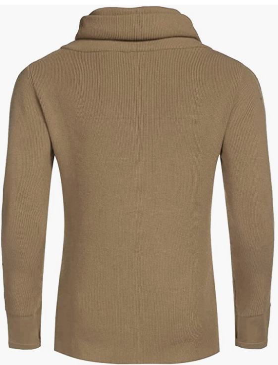 Men's Knitted Cotton Pullover Hoodie Long Sleeve Turtleneck Sweater