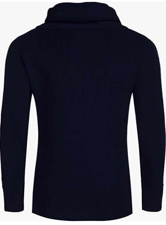 Men's Knitted Cotton Pullover Hoodie Long Sleeve Turtleneck Sweater