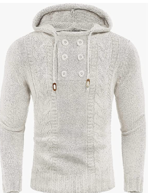 Men's Knitted Hoodies Pullover Casual Long Sleeve Turtleneck Sweaters