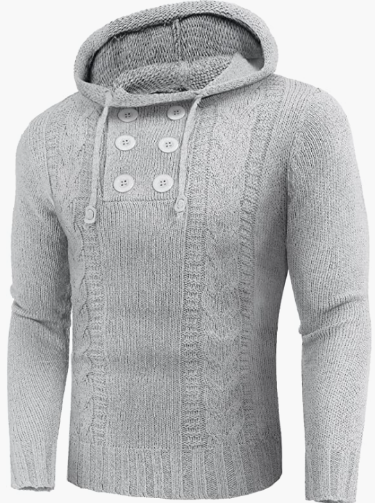 Men's Knitted Hoodies Pullover Casual Long Sleeve Turtleneck Sweaters