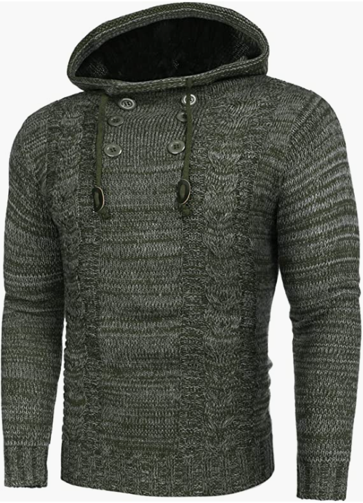 Men's Knitted Hoodies Pullover Casual Long Sleeve Turtleneck Sweaters