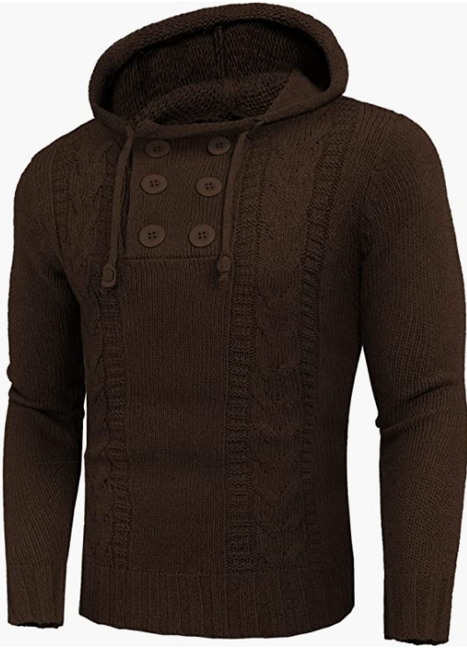 Men's Knitted Hoodies Pullover Casual Long Sleeve Turtleneck Sweaters