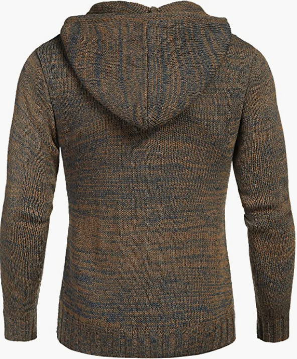 Men's Knitted Hoodies Pullover Casual Long Sleeve Turtleneck Sweaters