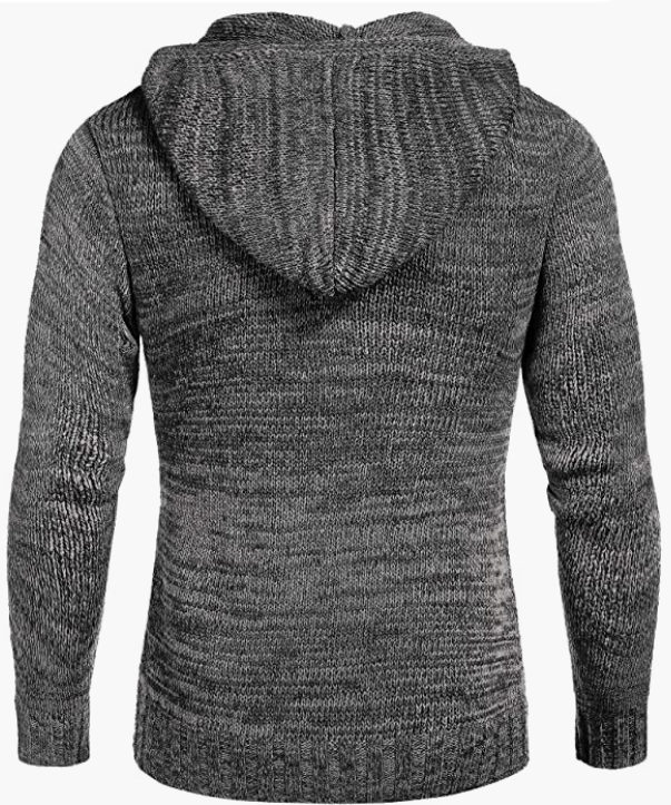 Men's Knitted Hoodies Pullover Casual Long Sleeve Turtleneck Sweaters