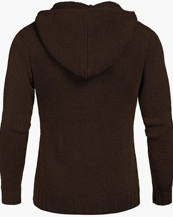 Men's Knitted Hoodies Pullover Casual Long Sleeve Turtleneck Sweaters
