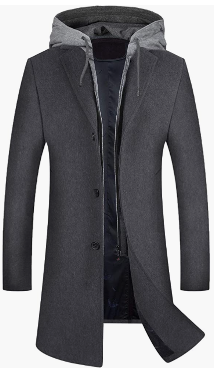Men's Coat Winter Fleece Lining Business Jacket Warm Trench Coat With Scarf