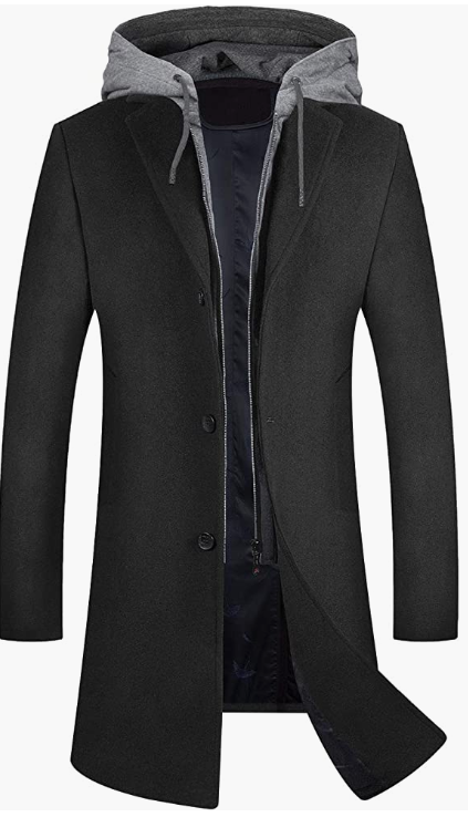 Men's Coat Winter Fleece Lining Business Jacket Warm Trench Coat With Scarf