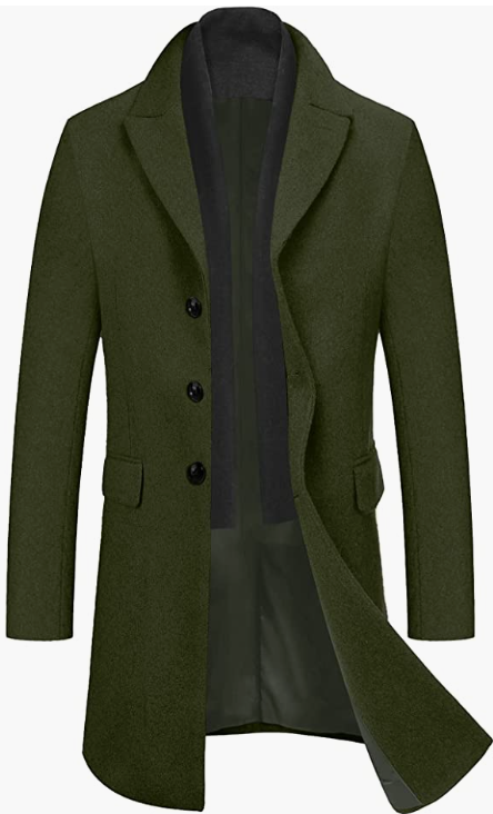 Men's Wool Blend Coat with Plaid Scarfs WINTER Coat