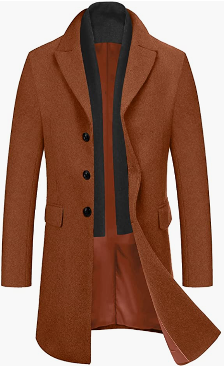 Men's Wool Blend Coat with Plaid Scarfs WINTER Coat