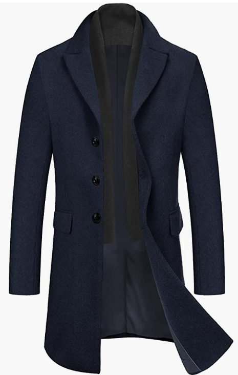 Men's Wool Blend Coat with Plaid Scarfs WINTER Coat