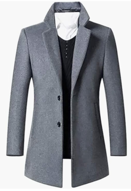 Mens  Coat Single Breasted 2 Buttons Long Jacket Overcoat