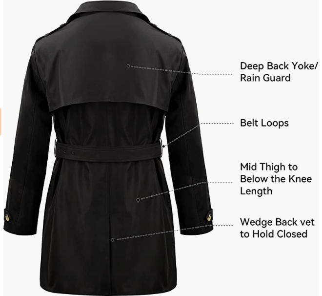 Men's Long Double Trench Coat with Belt