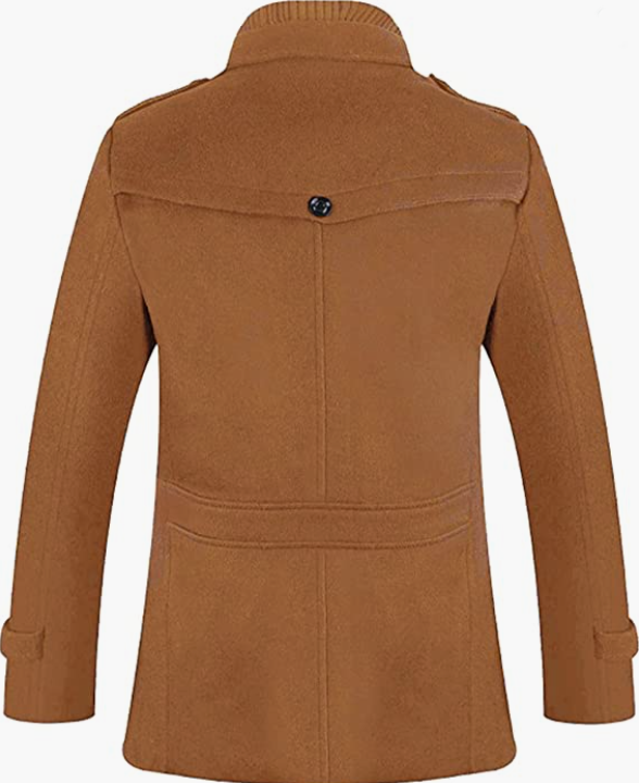 Men's Winter Slim Fit Wool Coat Single Breasted Wool Trench Coats