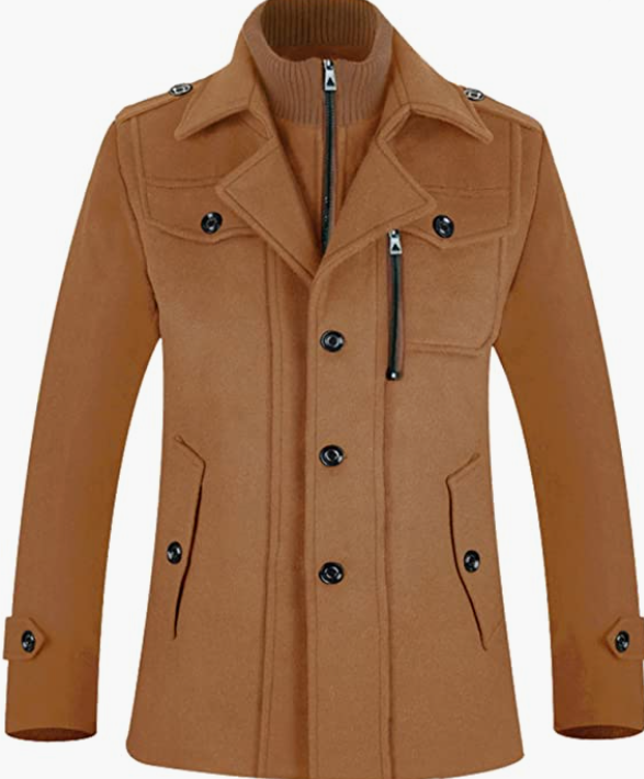 Men's Winter Slim Fit Wool Coat Single Breasted Wool Trench Coats