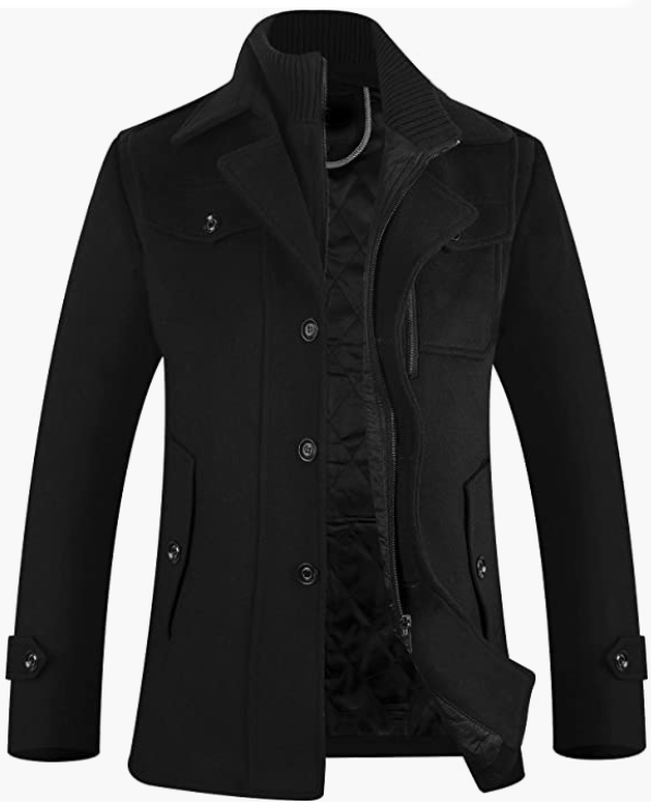 Men's Winter Slim Fit Wool Coat Single Trench Coats
