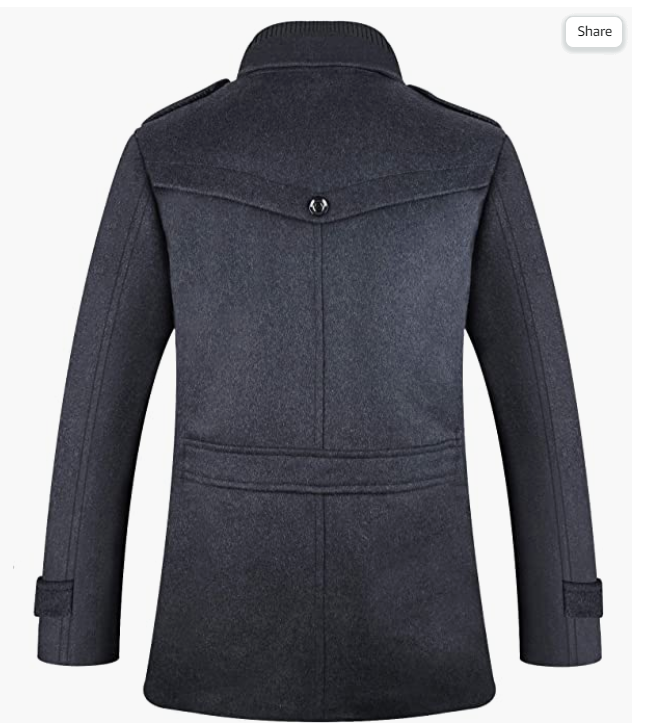 Men's Winter Slim Fit Wool Coat Single Trench Coats