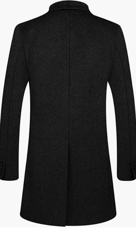 MEN Blend Overcoat Hooded Trench Coat Hip Length