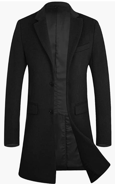MEN Blend Overcoat Hooded Trench Coat Hip Length