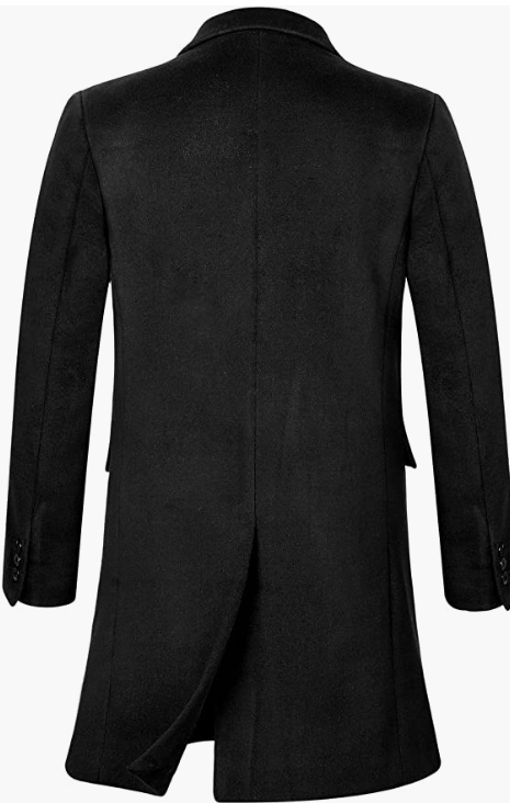 MEN Blend Overcoat Hooded Trench Coat Hip Length