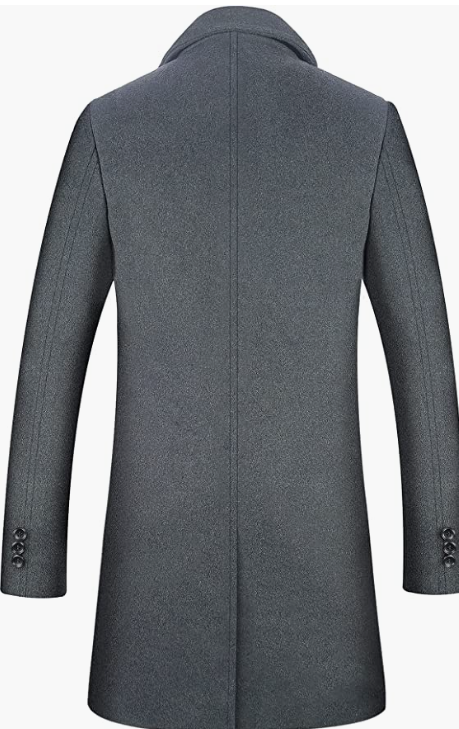 MEN Blend Overcoat Hooded Trench Coat Hip Length