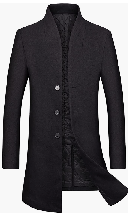 Men’s Slim Fit Wool Coat Winter Long Coat With Free Soft Scarf